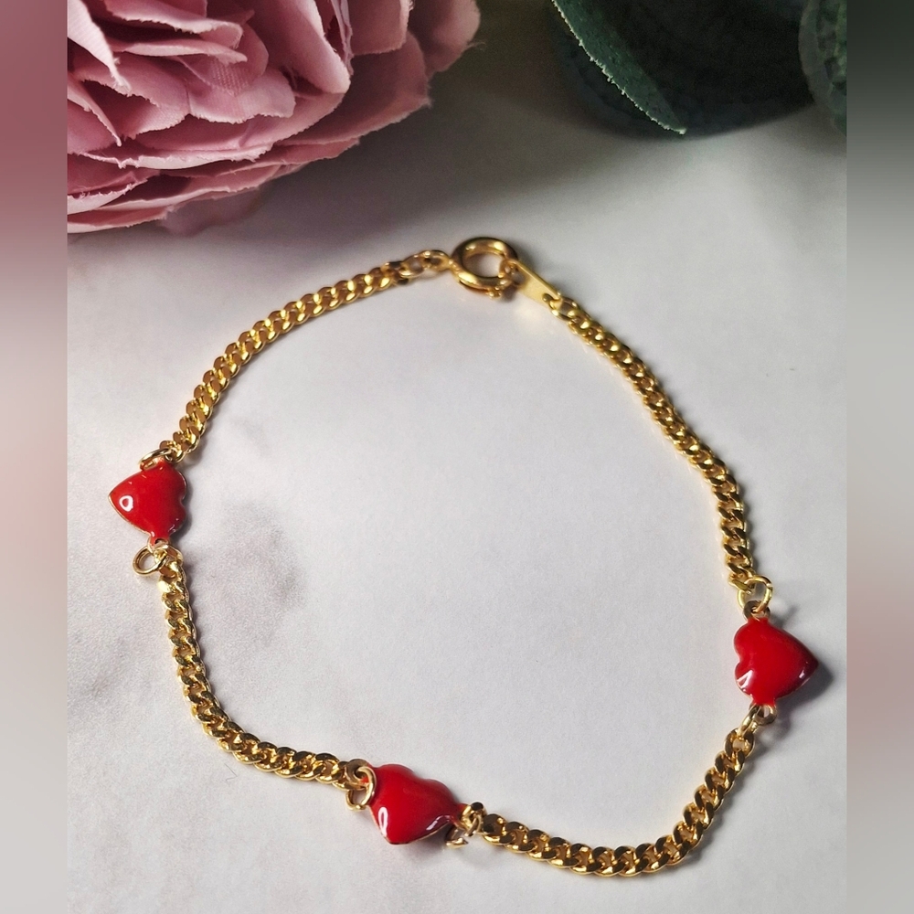 Vintage 80s ❤️✨️Gold Hearts Youth Bracelet